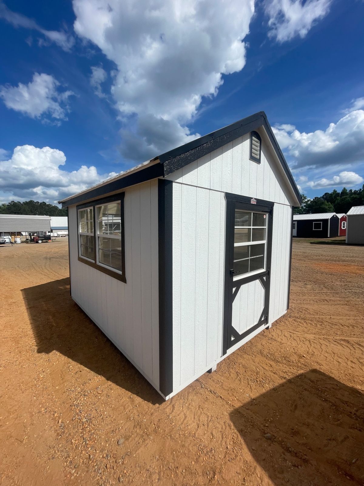 Greenhouse shed with black trim